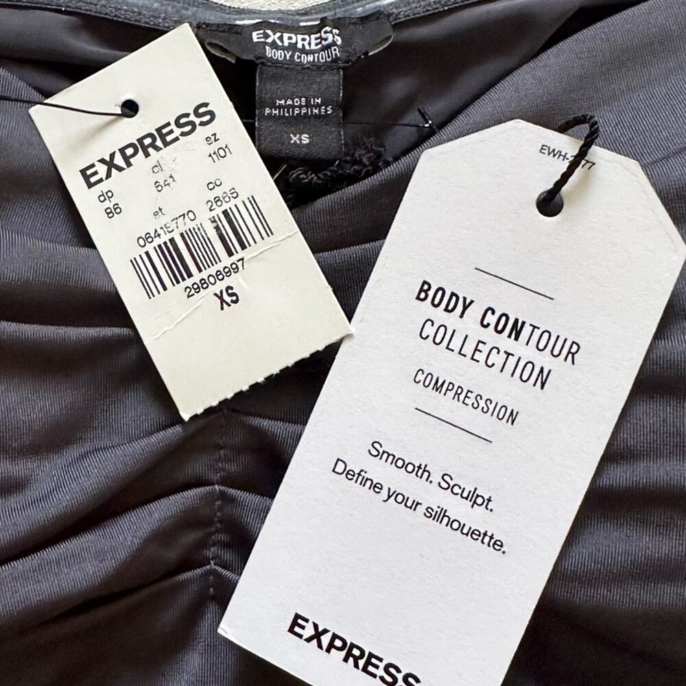 Express Bodysuit Top Sleeveless Ruched Shirred Contour Collection Gray XS NEW - Picture 3 of 13